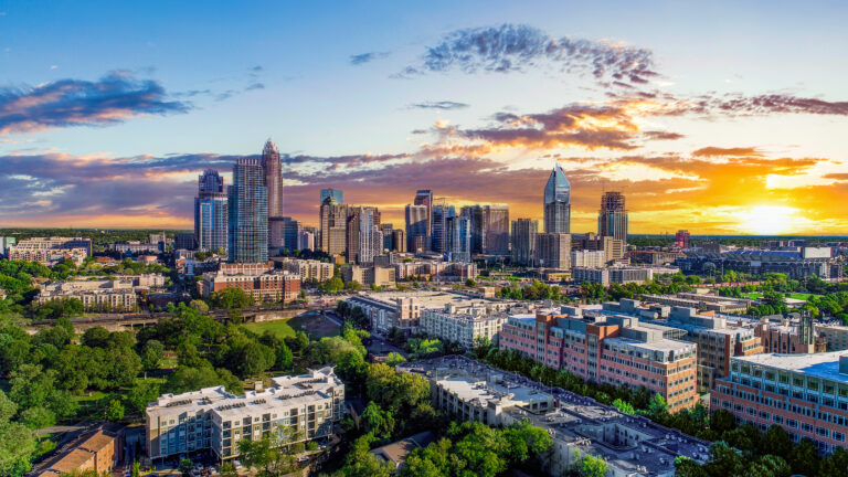 Charlotte North Carolina Downtown Drone Skyline Aerial